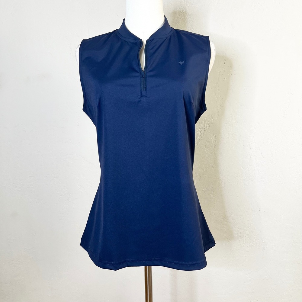 Bad Birdie Golf Polo Blade Womens Size M Navy Blue Sleeveless Mock Neck NEW